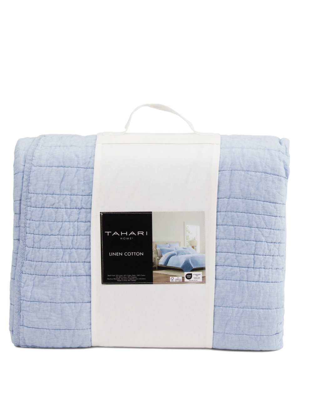 TAHARI HOME linen and cotton blend warm quilt